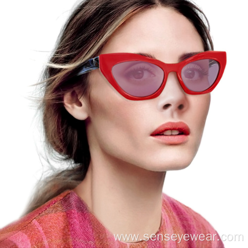 Women UV400 Acetate Polarized Cat Eye Sunglasses